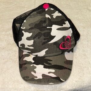 NWOT Camouflage Trucker Hat with Pink Accents
